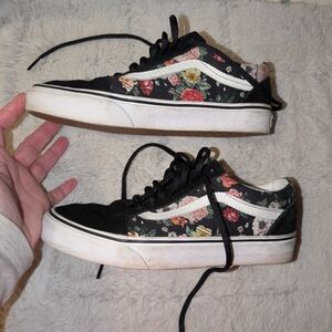 Floral Vans Shoes Size 8